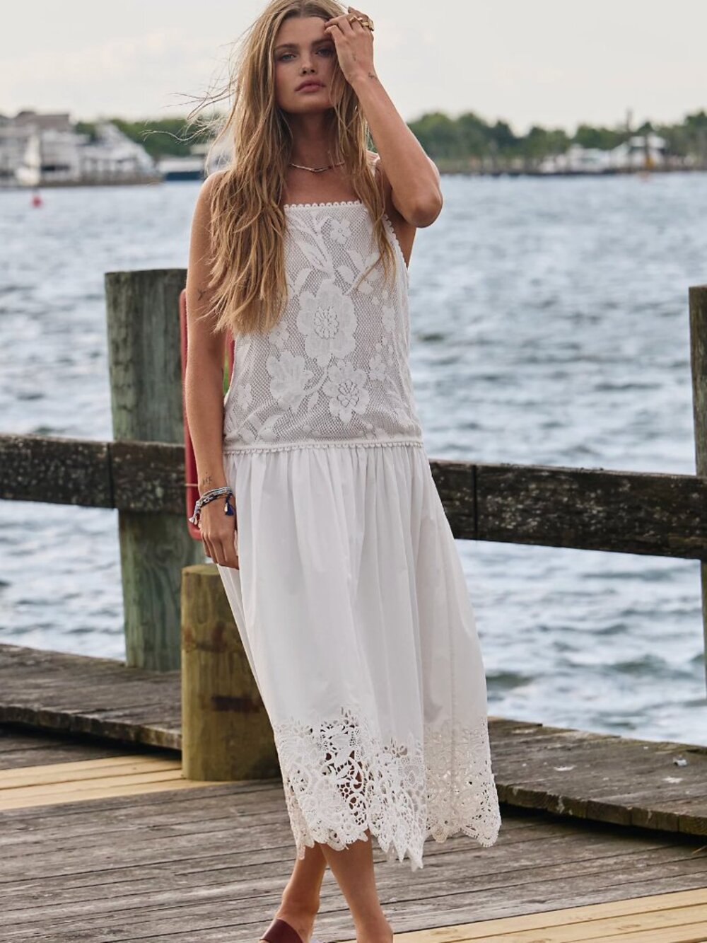 Free People Gilda Midi Dress Ivory Lace Boho NWT Small
